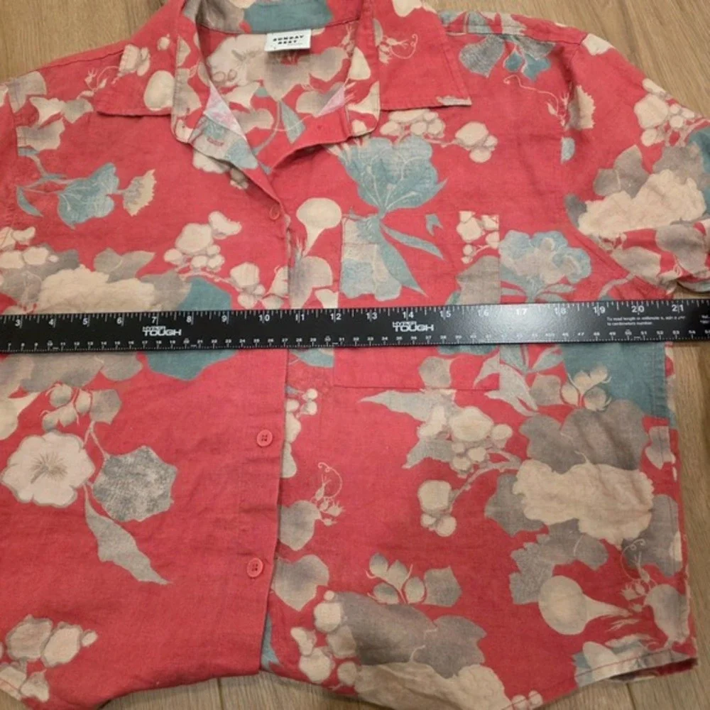 Sunday Best Short Sleeve Button Front Top Womens S Floral Print Cropped Resort - Picture 7 of 9